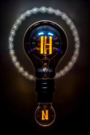 A Light Bulb With The Letter H On It. Generative AIの素材