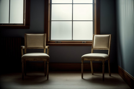A Couple Of Chairs Sitting In Front Of A Window. Generative AIの素材