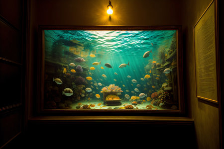 A Fish Tank With A Lot Of Fish In It. Generative AIの素材
