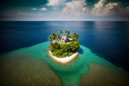 A Small Island In The Middle Of The Ocean. Generative AIの素材