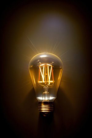 A Light Bulb That Is Glowing In The Dark. Generative AIの素材