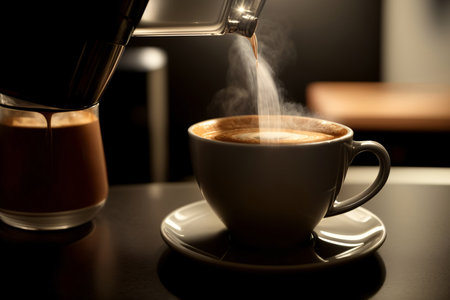 A Cup Of Coffee With Steam Coming Out Of It. Generative AIの素材