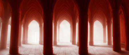 An Image Of An Empty Room With Columns. Generative AIの素材