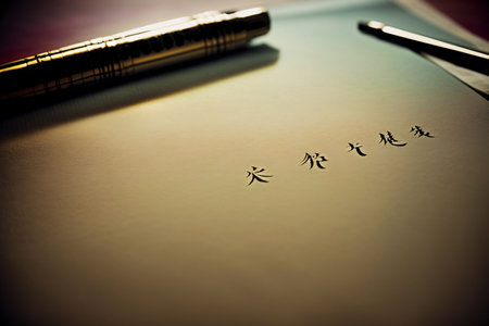 A Pen Sitting On Top Of A Piece Of Paper. Generative AIの素材