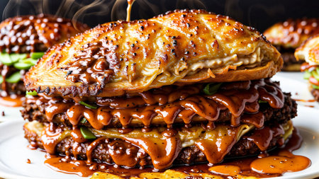 A Close Up Of A Sandwich On A Plate. Generative AIの素材