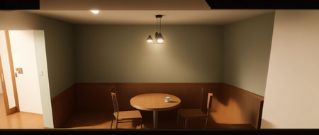 A Room With A Table And Two Chairs. Generative AIの素材