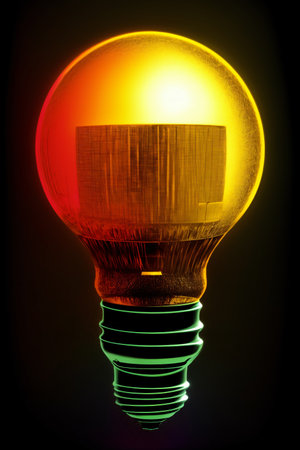 A Close Up Of A Light Bulb On A Black Background. Generative AIの素材