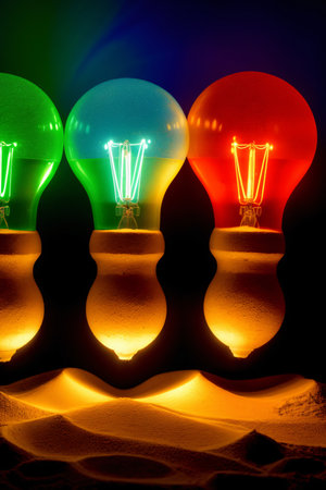 A Group Of Light Bulbs Sitting On Top Of A Table. Generative AIの素材