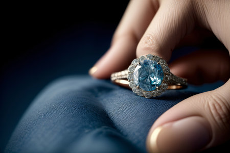 A Close Up Of A Person'S Hand Holding A Ring. Generative AIの素材