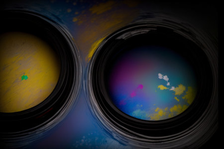 A Close Up Of Two Circular Objects With A Sky In The Background. Generative AIの素材