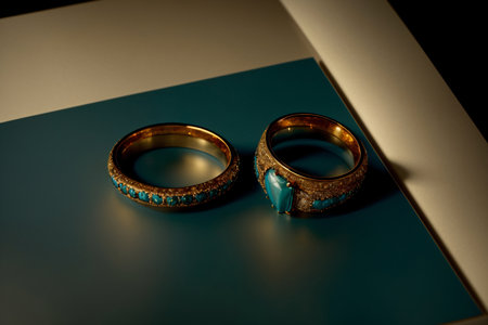 A Couple Of Rings Sitting On Top Of A Table. Generative AIの素材