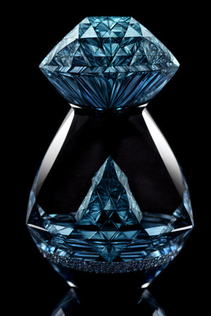 A Blue Diamond On A Black Background. Generative AIの素材