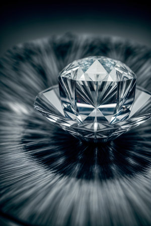 A Close Up Of A Diamond On A Black And White Background. Generative AIの素材