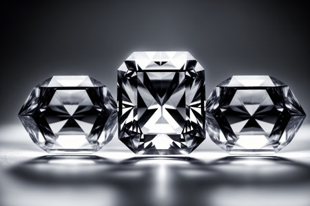 A Group Of Three Diamonds Sitting On Top Of A Table. Generative AIの素材