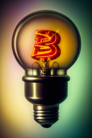 A Light Bulb With The Letter B Inside Of It. Generative AIの素材