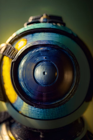 A Close Up Of A Blue And Yellow Object. Generative AIの素材