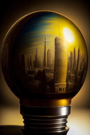 A Glass Ball With A Picture Of A City In It. Generative AIの素材