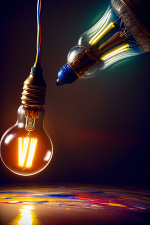 A Close Up Of A Light Bulb And A Light Bulb. Generative AIの素材