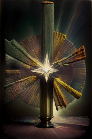 A Wooden Pole With A Star On Top Of It. Generative AIの素材