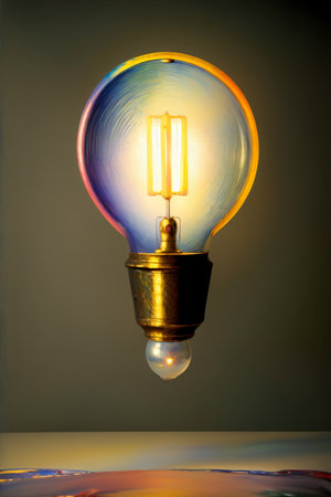 A Close Up Of A Light Bulb On A Table. Generative AIの素材
