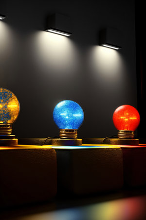 A Group Of Three Lamps Sitting On Top Of A Table. Generative AIの素材