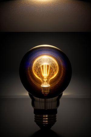 A Light Bulb Sitting On Top Of A Table. Generative AIの素材