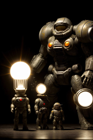 A Group Of Robots Standing Next To Each Other. Generative AIの素材