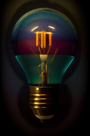 A Close Up Of A Light Bulb On A Black Background. Generative AIの素材