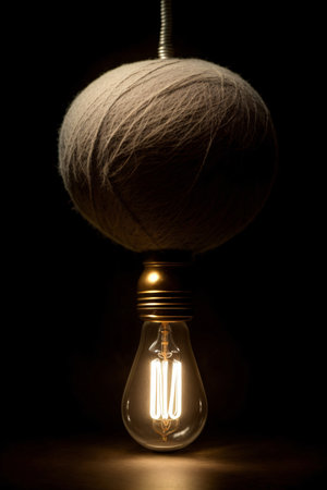 A Light Bulb With A Ball Of Yarn On Top Of It. Generative AIの素材