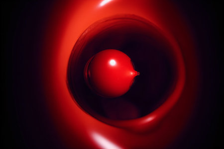 A Red Object In The Middle Of A Black Background. Generative AIの素材