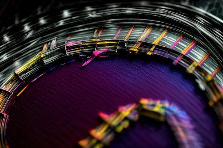 A Close Up Of A Colorful Clock Face. Generative AIの素材
