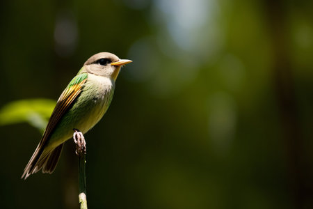 A Small Bird Perched On Top Of A Plant. Generative AIの素材
