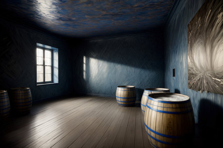 A Room That Has Some Barrels In It. Generative AIの素材