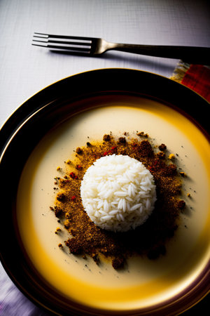 A Close Up Of A Plate Of Food On A Table. Generative AIの素材