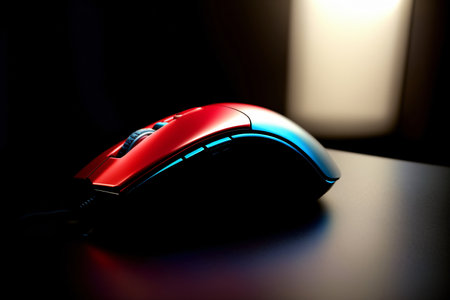 A Red Mouse Sitting On Top Of A Table. Generative AIの素材