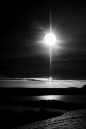 A Black And White Photo Of A Full Moon. Generative AIの素材