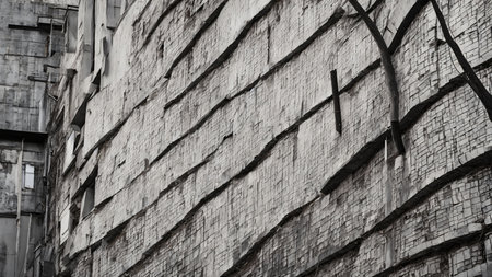 A Black And White Photo Of A Clock On The Side Of A Building. Generative AIの素材