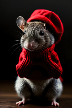 A Mouse Wearing A Red Sweater And A Red Hat. Generative AIの素材