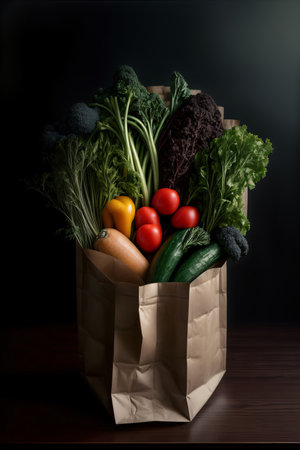 A Bag Filled With Lots Of Different Types Of Vegetables. Generative AIの素材