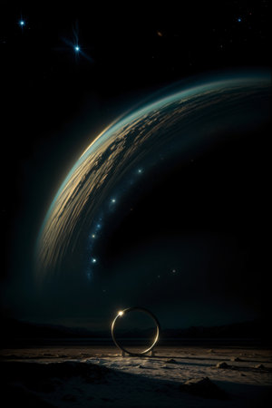 An Artist'S Rendering Of A Planet With A Ring In The Foreground. Generative AIの素材