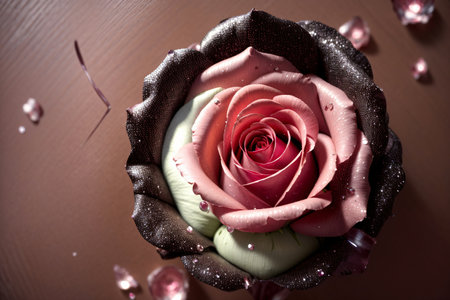 A Pink Rose Sitting On Top Of A Table. Generative AIの素材