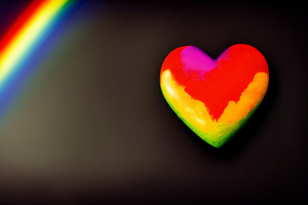 A Heart Shaped Candy With A Rainbow In The Background. Generative AIの素材