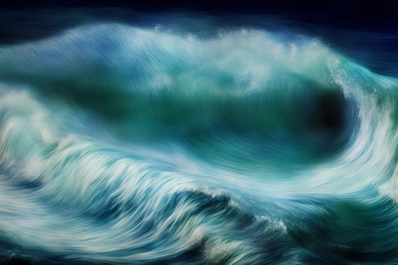 A Painting Of A Wave In The Ocean. Generative AIの素材