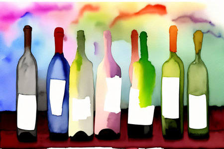 A Group Of Wine Bottles Sitting Next To Each Other. Generative AIの素材