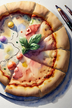 A Pizza Sitting On Top Of A Pan Covered In Toppings. Generative AIの素材