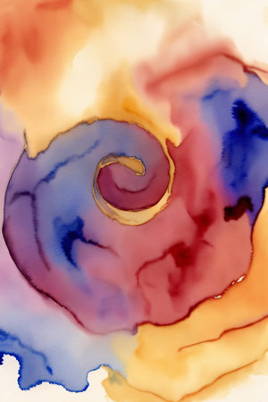 A Painting Of A Spiral On A White Background. Generative AIの素材