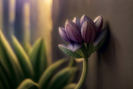 A Close Up Of A Flower On A Wall. Generative AIの素材