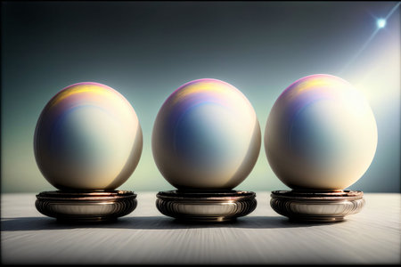 A Group Of Three Eggs Sitting On Top Of Each Other. Generative AIの素材