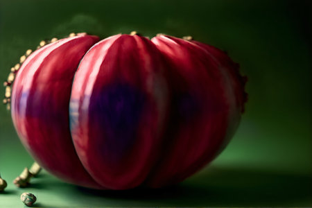 A Couple Of Red Onions Sitting On Top Of A Green Table. Generative AIの素材