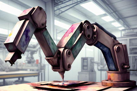 A Robotic Arm Working On A Piece Of Art. Generative AIの素材